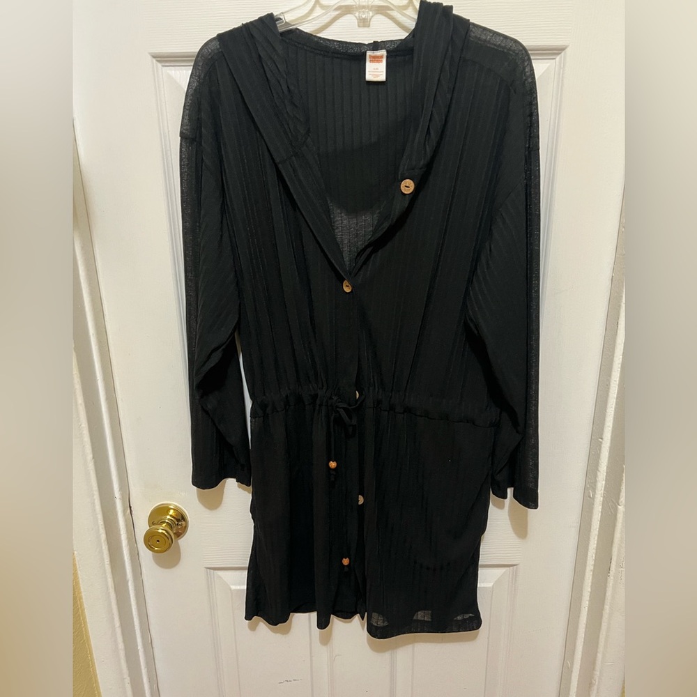 Black Hooded Button-Up Cardigan
XL EG size